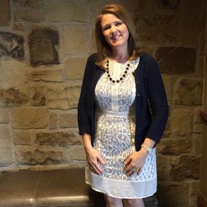 Chelsea & Violet Fully Lined Lace Dress in Cream